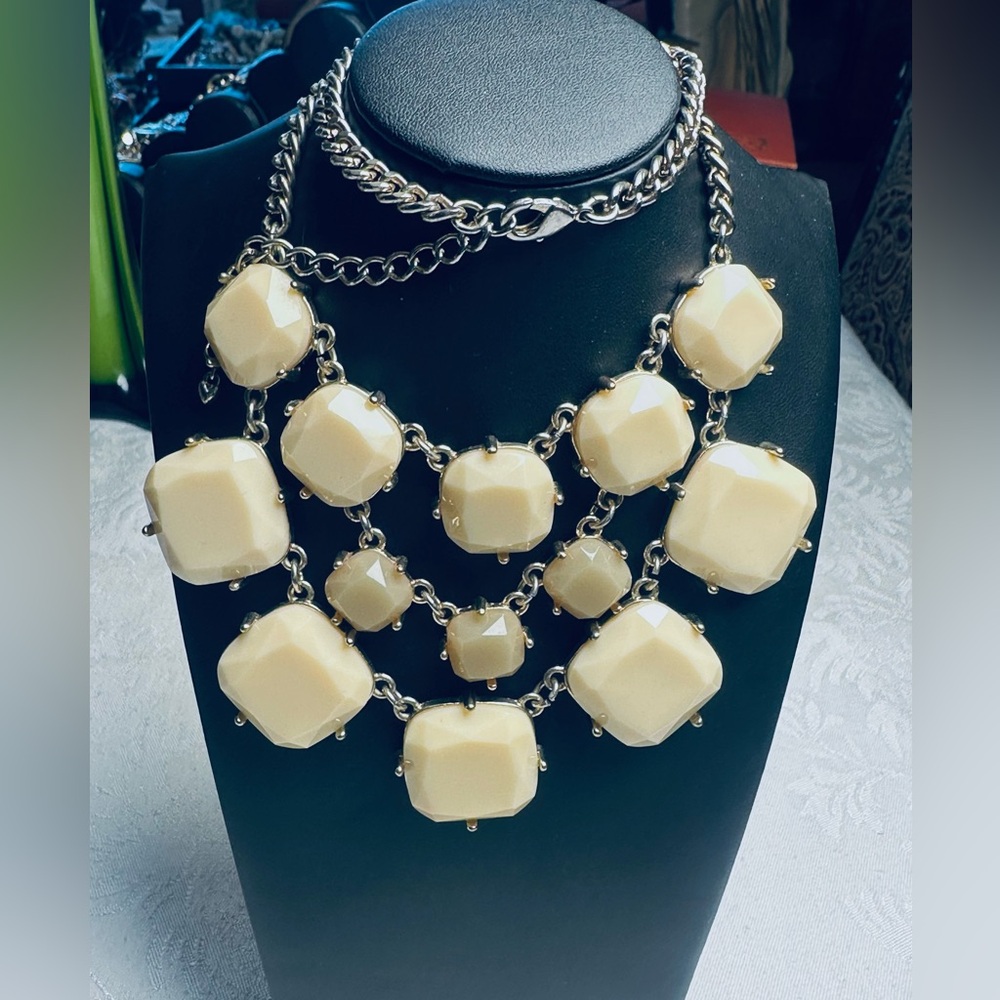 Vintage Bib Necklace & Bracelet/Empire Style/ Acrylic Real Stone and Rhinestones - Picture 4 of 8